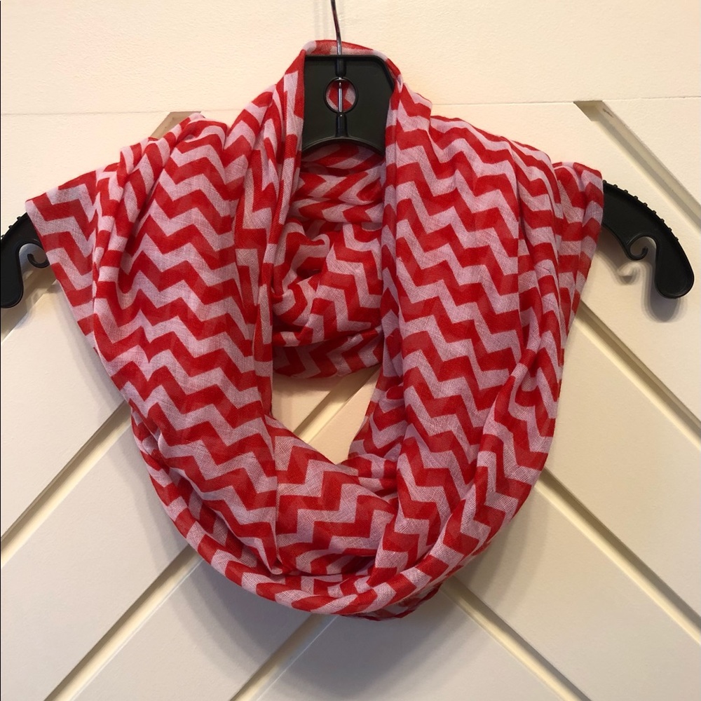 Red & White Chevron Infinity Scarf